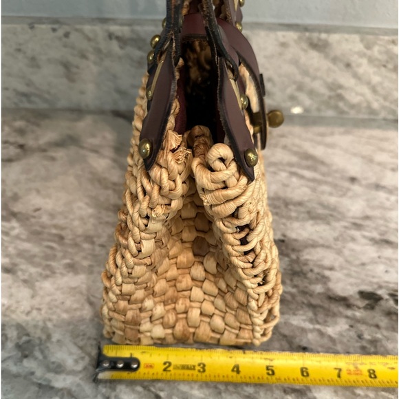 Vintage Borelli Straw and Leather Purse - Picture 8 of 11